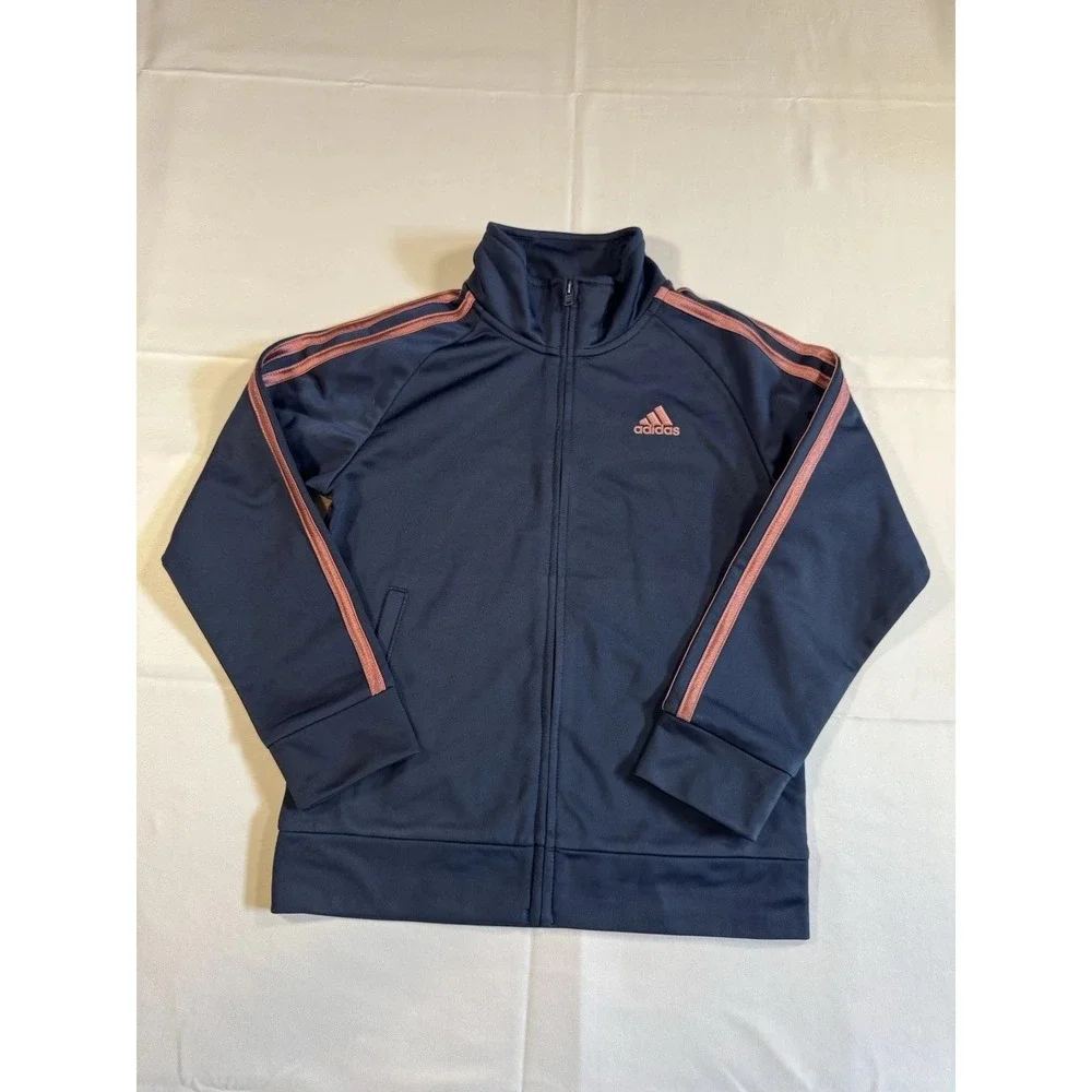 Adidas Jacket Girls Size 6 Blue Pink Full Zip